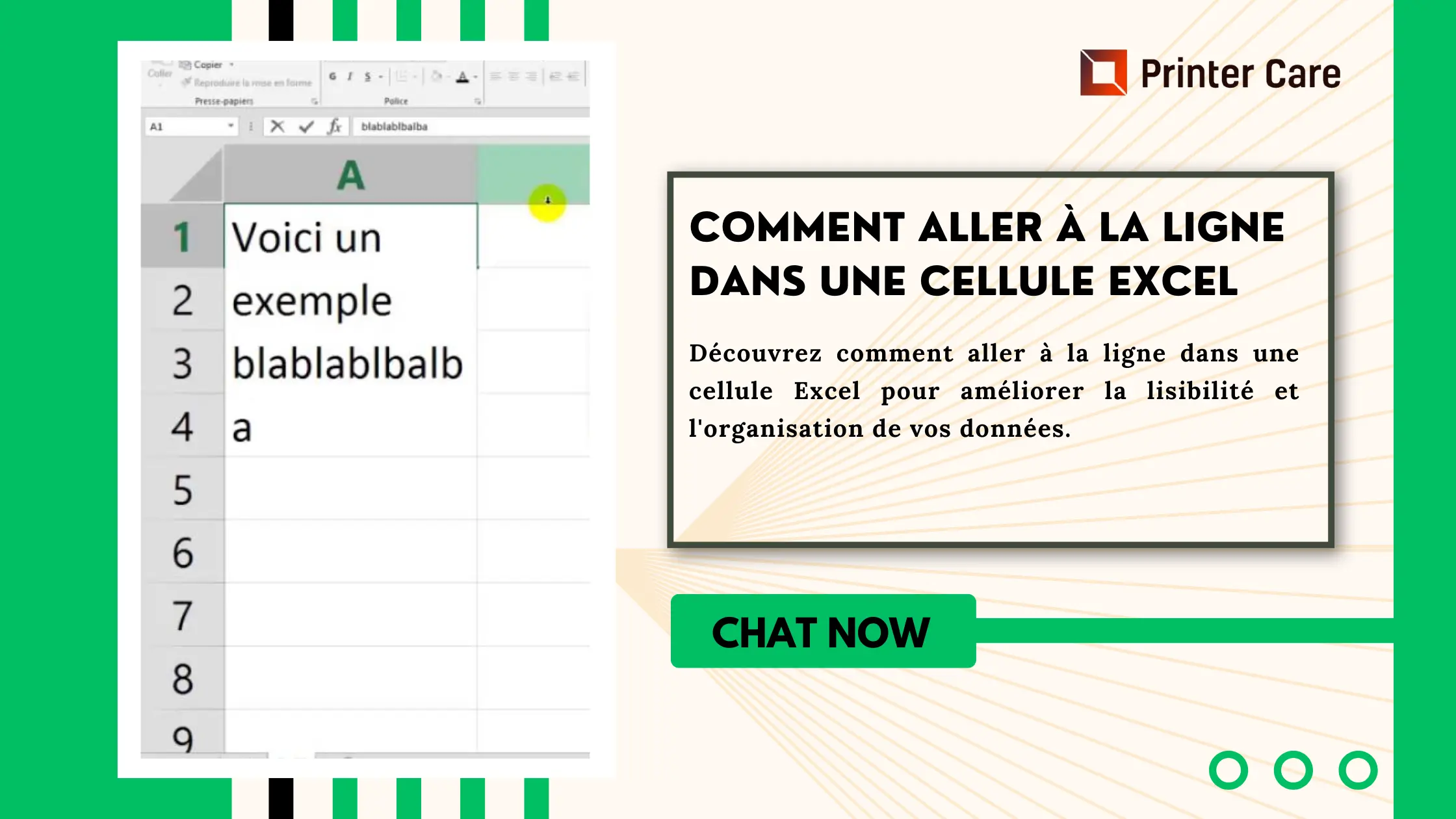 Comment aller à la ligne dans une cellule Excel